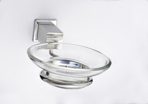 Accessories Stunning Quantum Glass Soap Dish Polished Stainless Steel